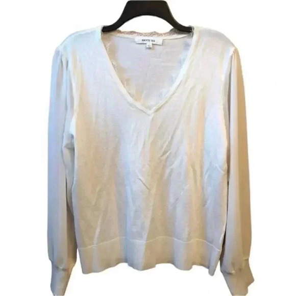 5/$25! New✨Society 212‎ Ivory Lace Sweater - Picture 1 of 6